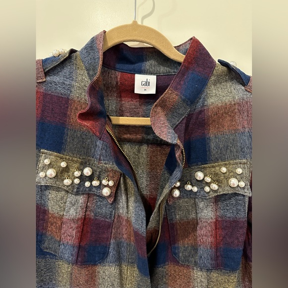 CABi Collage Plaid Zip Up Jacket #3555 size medium - Picture 4 of 5